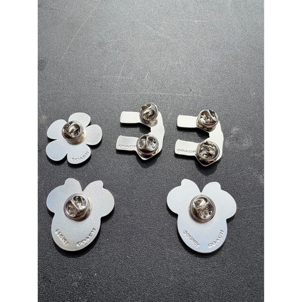 Disney‎ x Coach Minnie Mouse Bow Daisy Enamel Pin Set 5pc Pink Black Silver - Picture 3 of 3